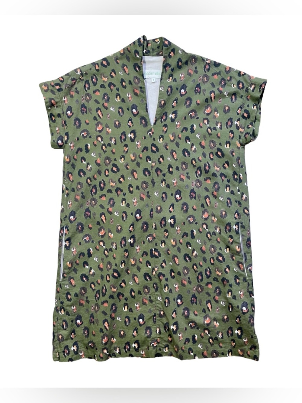 Brooke Wright Nancy Linen Leopard Dress Size Small